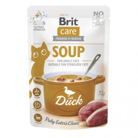 Деликатесен  пауч за котки Brit Care Cat Soup with Duck супа с патешко месо, БЕЗ зърнени култури
