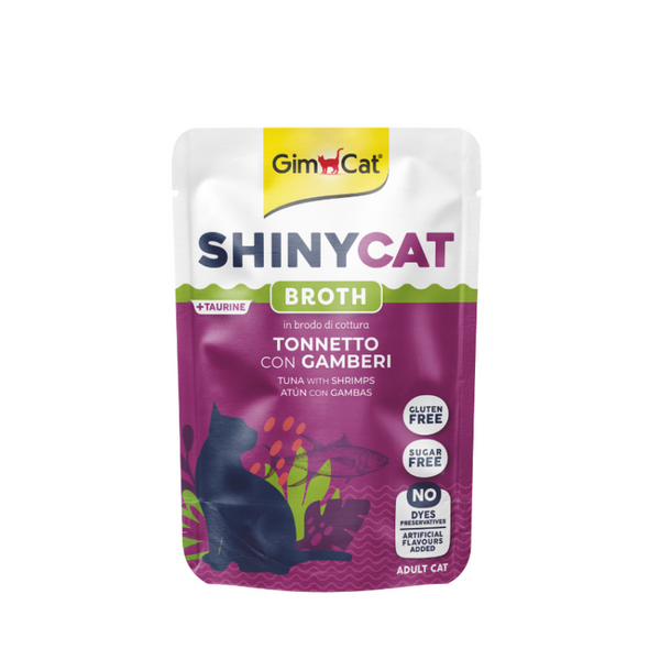 Пауч за котки GimCat SHINYCAT POUCH TUNA WITH SHRIMPS парченца риба тон и скариди в натурален бульон