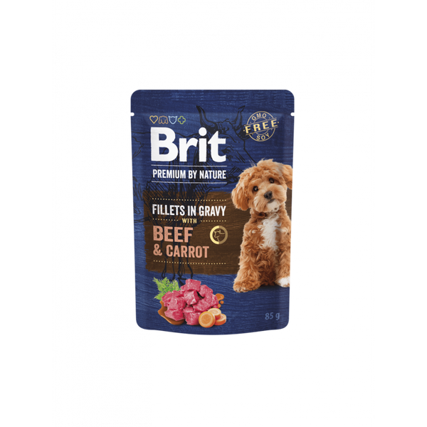 Brit Premium by Nature Dog Fillets in Gravy with Beef & Carrot -пауч за кучета с говеждо месо и моркови 85гр.