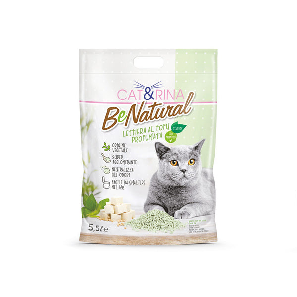Соева котешка тоалетна Cat&Rina BeNatural ЗЕЛЕН ЧАЙ - Висока абсорбация и стягащ ефект, с аромат на зелен чай