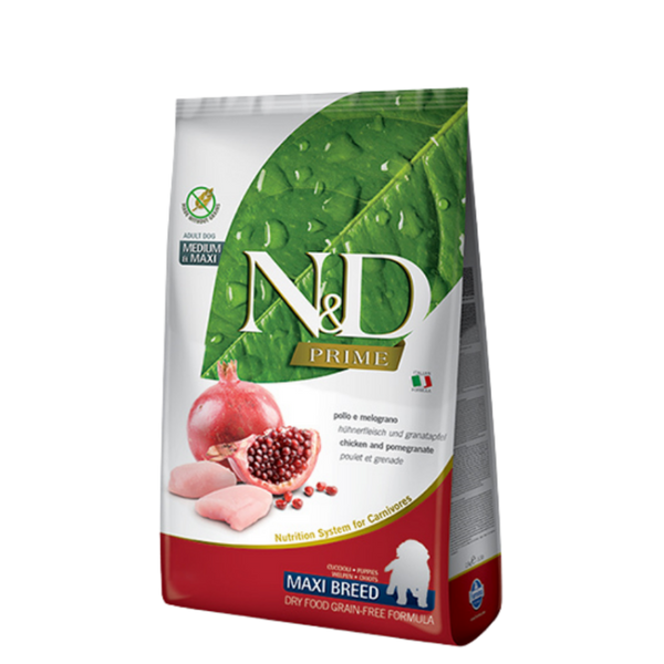 N&D Grain Free Puppy Maxi Chicken&Pomegran - пълноценна храна с пилешко месо и нар, за кучета големи породи до 18 месеца