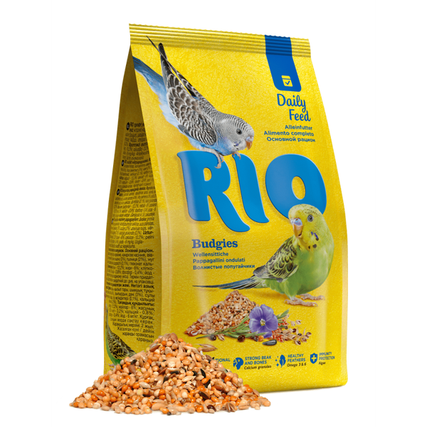 Пълноценна, ежедневна храна за вълнисти папагали RIO, с ленено семе, червено просо и водорасли