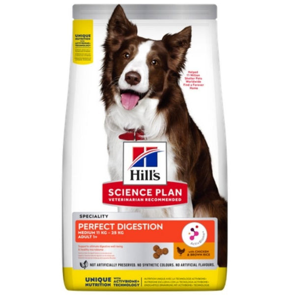 Hill`s Adult Perfect Digestion Medium – За средна порода кучета над 1 година с пилешко и кафяв ориз