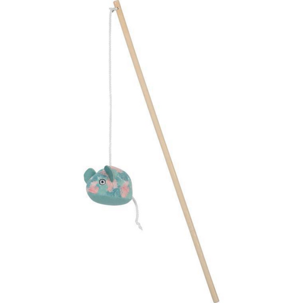 Въдица за котки - ZOLUX ETHICAT Leaf Mouse Wand Toy – с мишка и котешка мента, 40 см