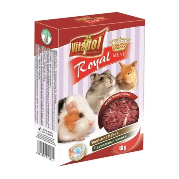 Лакомство за гризачи и зайци ROYAL MENU snack for small animals, beetroot flakes хрупкави люспи с цвекло