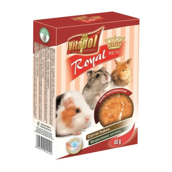 Лакомство за гризачи и зайци ROYAL MENU snack for small animals, carrot flakes хрупкави хапки с морков