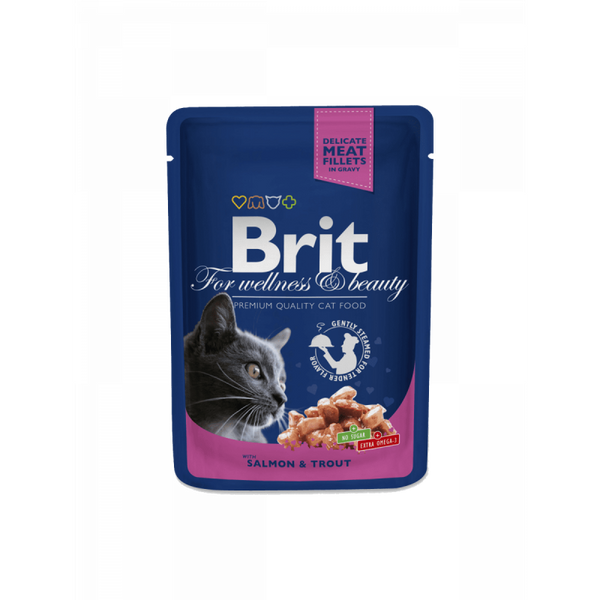Пауч за котка Brit Premium Salmon & Trout 100гр.