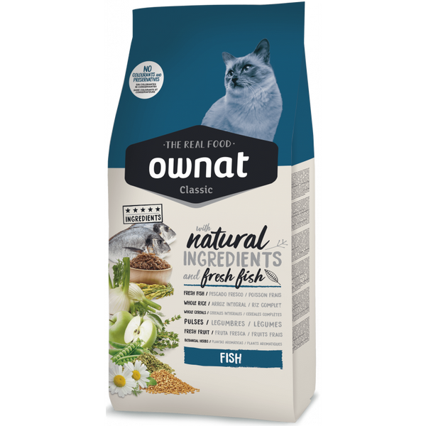 Натурална суха храна Ownat Classic FISH с прясна океанска риба и пилешко, за пораснали котки
