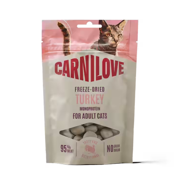 Супер премиум лиофилизирано лакомство за котки Carnilove Cat Freeze Dried Turkey с пуешко месо 40г