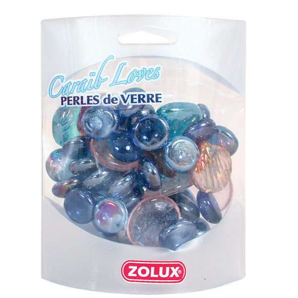 Декоративни стъклени перли за аквариум Zolux PERLES VERRE CARAIB LOVES създаващи ефект на светлинни отблясъци
