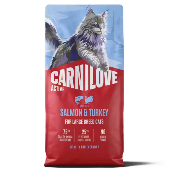 NEW 100173715 Carnilove Active Cat Dry Made with Salmon & Turkey for Adult Large Breeds 400 g суха храна за котки