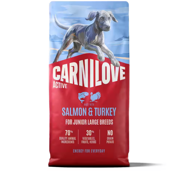 NEW 100173702 Carnilove Active Dog Dry Made with Salmon & Turkey for Junior Large Breeds 12 kg суха храна за куче