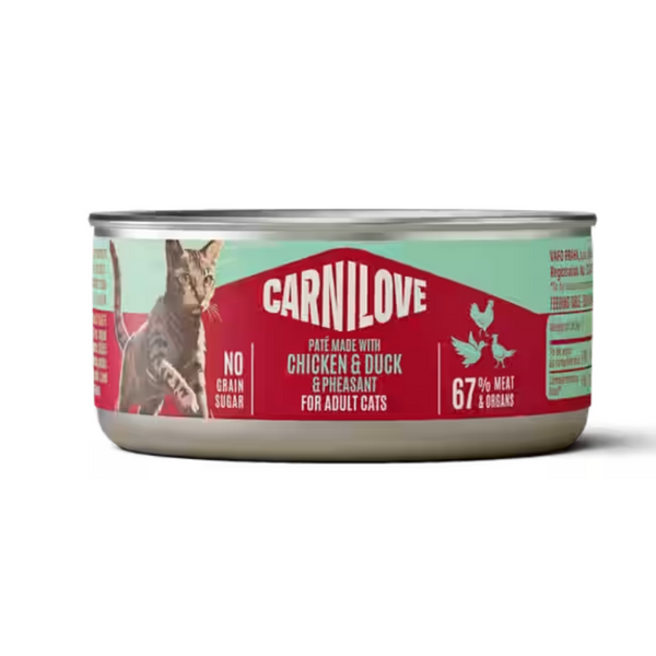 NEW 104101391 Carnilove Cat Can Paté Chicken, Duck & Pheasant 100 g консерва за котки