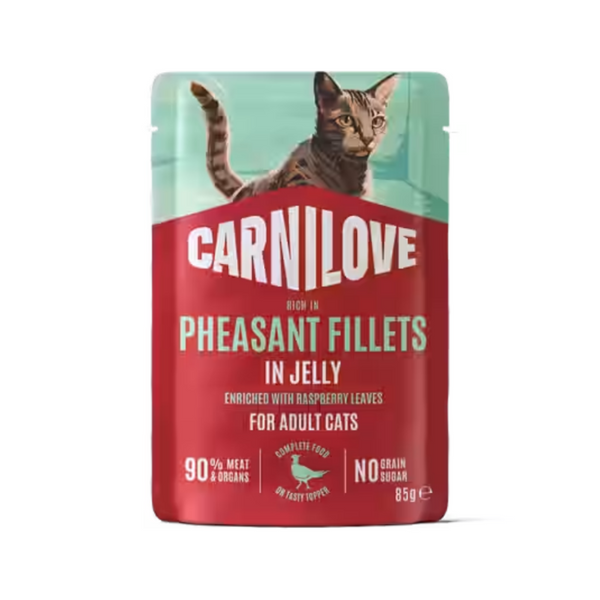 NEW 104101381 Carnilove Cat Pouch Jelly rich in Pheasant enriched with Raspberry Leaves 85 g пауч за котки