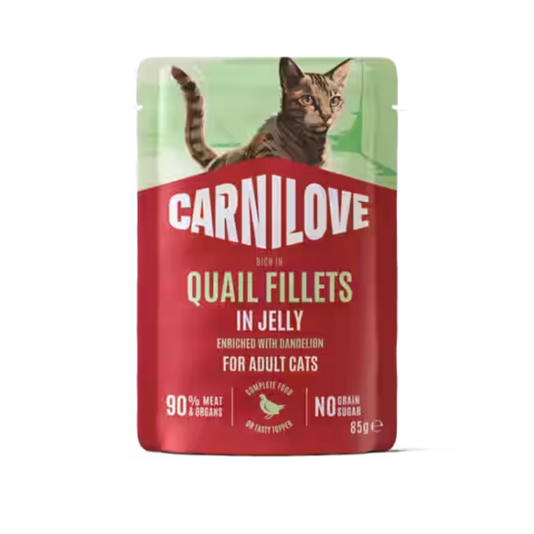 NEW 104101379 Carnilove Cat Pouch Jelly rich in Quail enriched with Dandelion 85 g пауч за котки