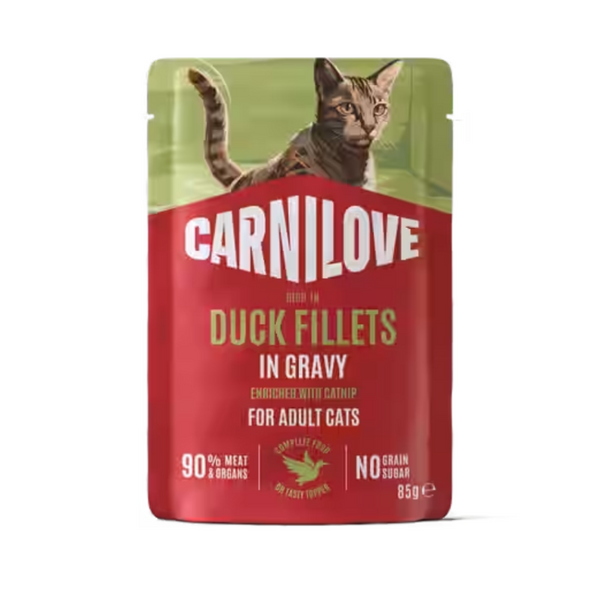 NEW 104101372 Carnilove Cat Pouch Gravy rich in Duck enriched with Catnip 85 g пауч за котки