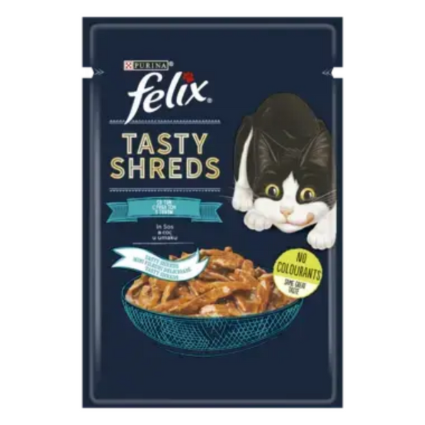 Пауч за котки Felix Tasty Shreds Fish с риба в сос