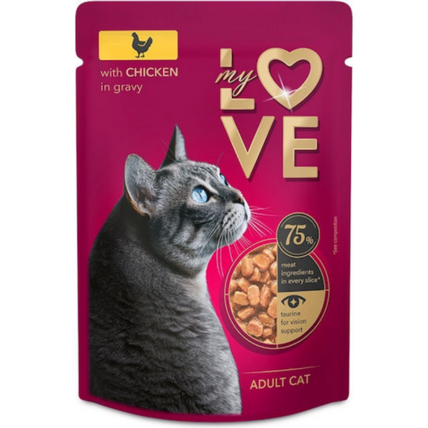 Пауч за котки My Love Adult cat with chicken in gravy с Пилешко месо в сос