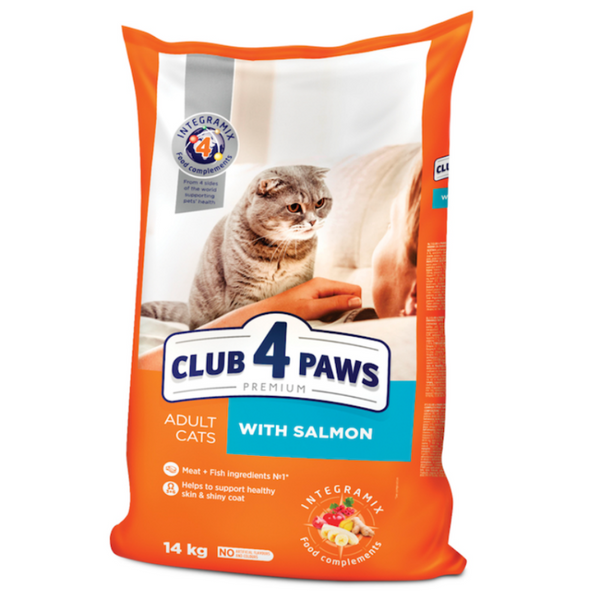 Премиум суха храна за котки CLUB 4 PAWS Premium Cat Salmon със сьомга
