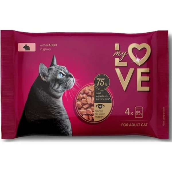 Пауч за котки My Love Adult cats with rabbit in sauce 4 броя със Заешко месо в сос