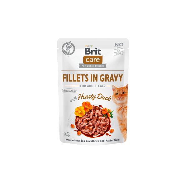 Brit Care Cat Pouch HEARTY DUCK in Gravy - пауч за котки с патешко в сос