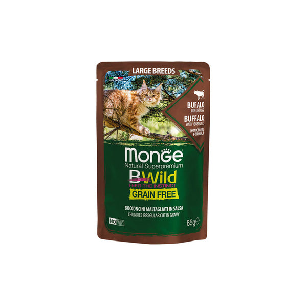Monge BWILD Grain Free Large Breeds с биволско и зеленчуци – пауч с хапки в сос