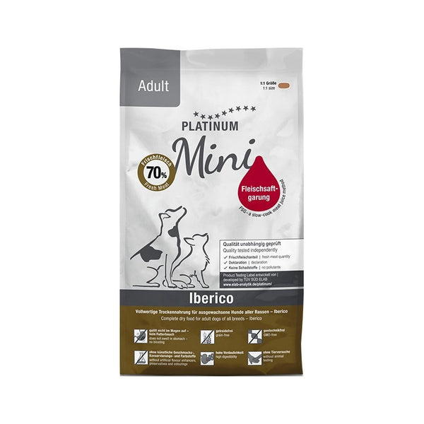 Супер премиум храна Platinum Adult Mini Iberico - за мини породи със 70% прясно иберийско свинско месо, годно за човешка консумация