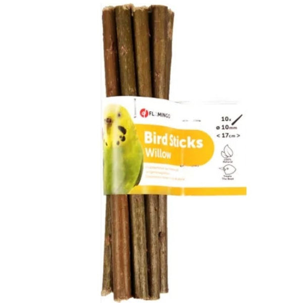 Натурални върбови клонки за гризане за птици Flamingo WILLOW STICKS - S размер - 17 см х 10 бр