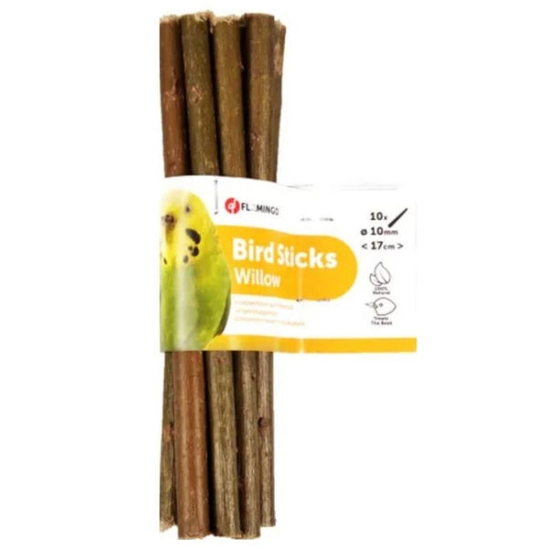 Натурални клонки за гризане за птици Flamingo WILLOW STICKS - размер L - 22 см х 5 бр