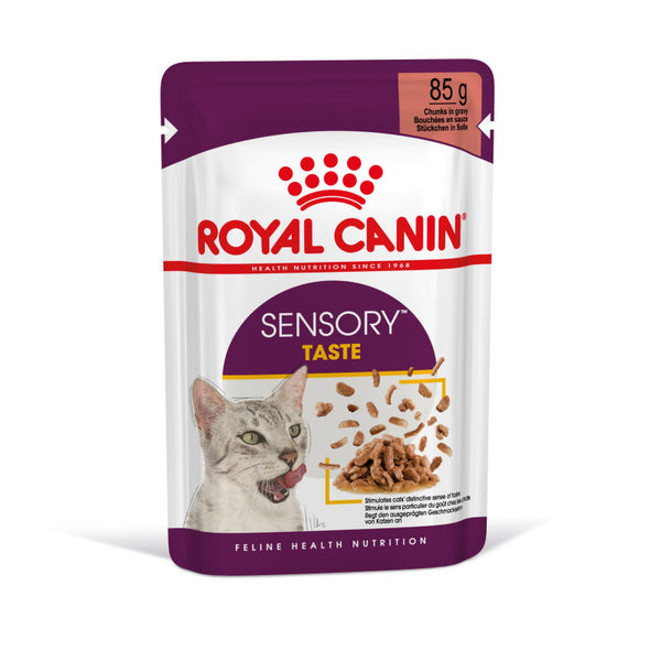 Royal Canin Sensory Taste in Gravy - пълноценна мокра храна със сос в пауч за котки в зряла възраст