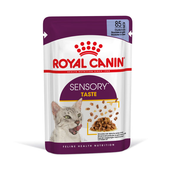 Royal Canin Sensory Taste in Jelly - пълноценна мокра храна хапки в желе в пауч за котки в зряла възраст