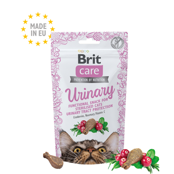 Brit Care Cat Snack Urinary - лакомство за кастрирани котки и за защита на уринарния тракт 50 гр.