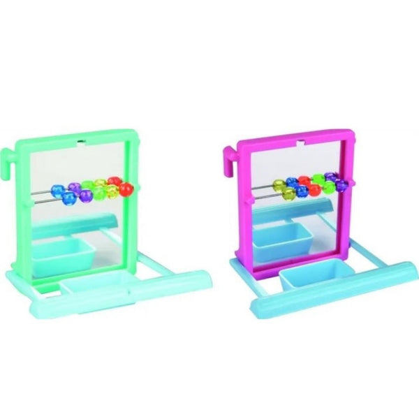 Огледало за малки птици с мъниста и кацалка -Flamingo MIRROR WITH PERCH