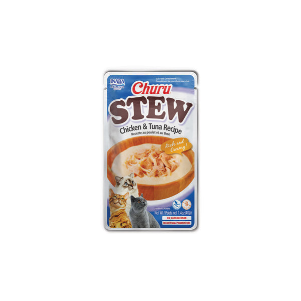 Пауч за котки Ciao Cat Wet Stew Chicken & Tuna Recipe крем супа с късчета пилешко месо и риба тон; №1 в света мокро лакомство за котки