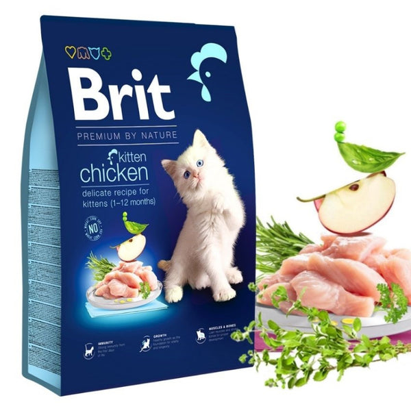 Суха храна Brit Premium by Nature Кitten - с пилешко и дробчета, за котенца до 12 месеца, бременни и кърмещи котки