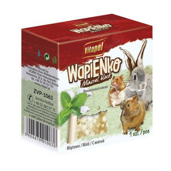 ZVP-1063 VITAPOL mineral block for small animals, mint, 1 pc, 40 g минерално блокче за малки животни
