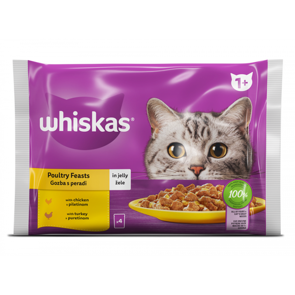 WHISKAS пауч за котка - Птичи Ястия 4 бр. X 85г