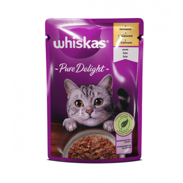 WHISKAS Pure Delight - пауч за котка с пилешко - 85г