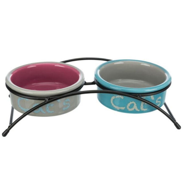 Комплект две керамични купички със стойка Trixie Bowl set