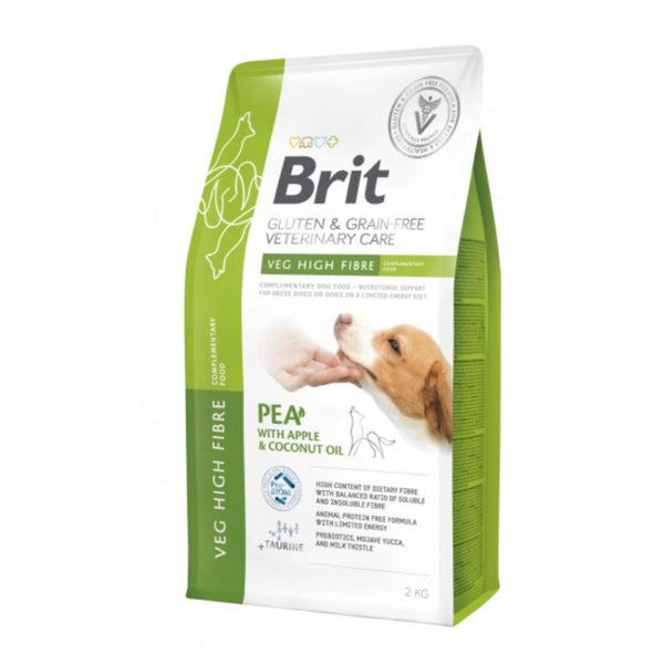 Ветеринарна допълваща суха храна за кучета, богата на фибри Brit Veterinary Diets Dog Veg High Fibre с Жълт грах, ябълка и кокосово масло