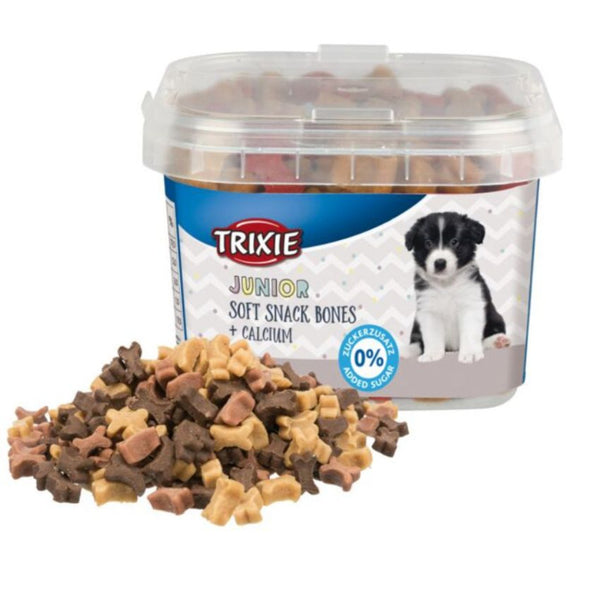 Меки лакомства за подрастващи кученца богати на калций Trixie Junior Soft Snack Bones with calcium с Пилешко месо,агнешко и сьомга