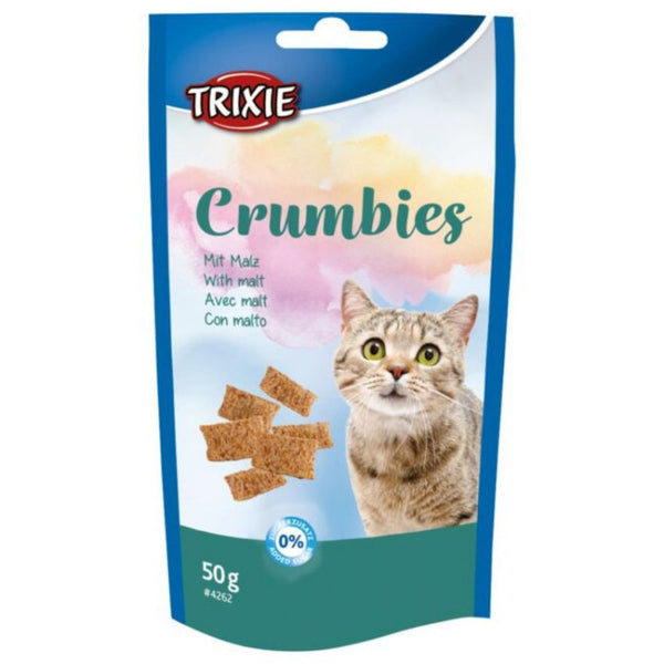 Хрупкави лакомства за котки с малцова паста Trixie Crumbies with malt за справяне с космените топки