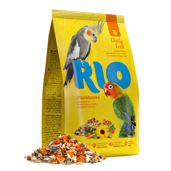 Пълноценна, ежедневна храна за папагали RIO с елда, сушена червена боровинка, слънчогледово семе