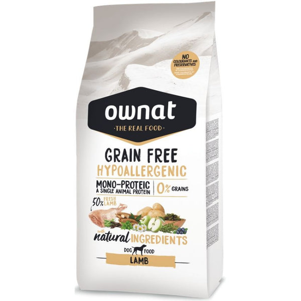 Натурална суха храна OWNAT GRAIN FREE HYPOALLERGENIC LAMB MONOPROTEIN хипоалергенна формула БЕЗ зърнени култури, с 50% агнешко месо
