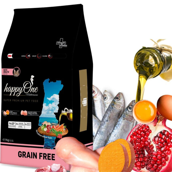 Средиземноморска храна HappyOne MEDITERRANEUM CAT Adult за пораснали котки с пилешко месо, сардини, зехтин, яйца и нар
