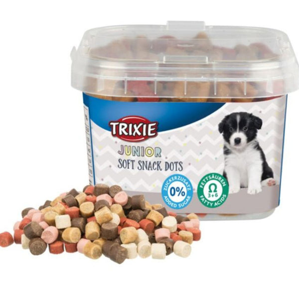 Меки лакомства за подрастващи кучета Trixie Junior Soft Snack Dots with Omega-3 с Пилешко месо и сьомга