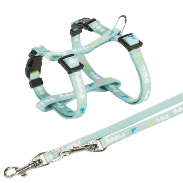 Комплект от нагръдник и повод Trixie Junior puppy harness with leash подходящ за малки кученца, ментов цвят