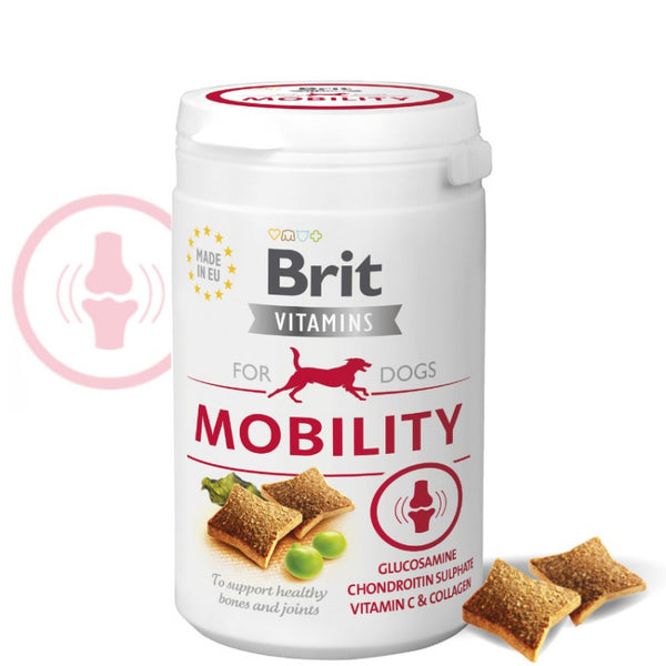 Хранителна добавка за кучета Brit Vitamins Mobility- витамини за здрави кости и стави и подпомагане на мобилността, под формата на лакомство