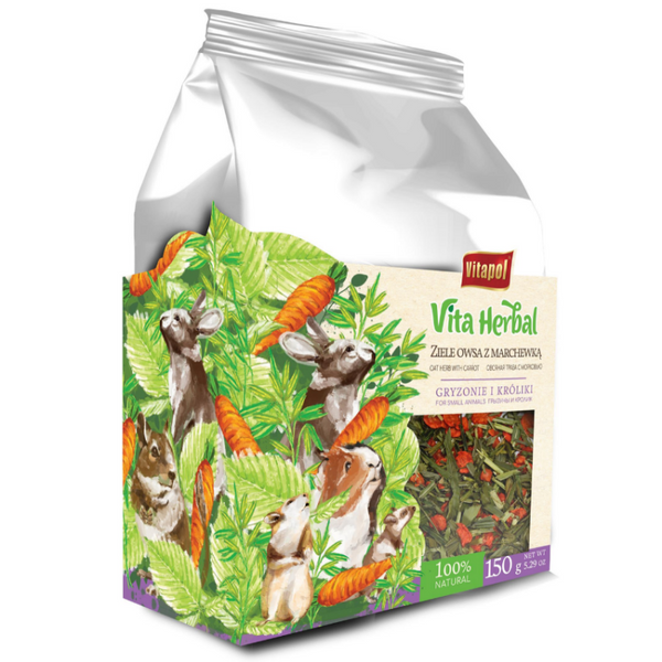 ZVP-4141 VITA HERBAL for small animals, oat herb with carrot, 1 pcs x 150 g сушени билки за малки животни/4бр в кутия/