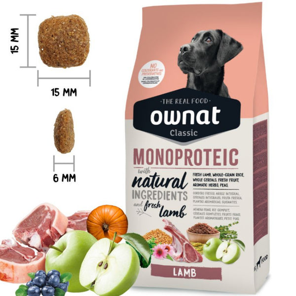 Натурална суха храна Ownat Classic Monoprotein LAMB с прясно Агнешко месо, монопротеинна , за кучета от всички породи